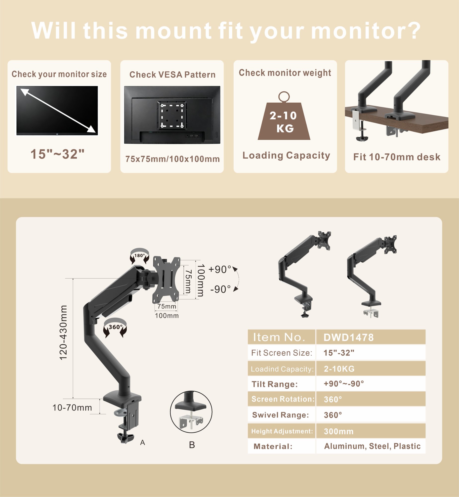 Single arm specs and compatibility